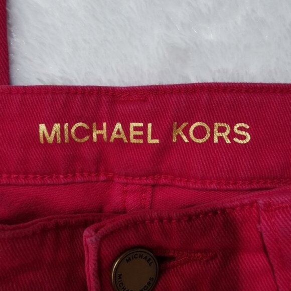 Michael Kors Mid-Rise Skinny Fit 5-Pocket Jeans in Dark Pink - Sz 6 - Picture 6 of 10